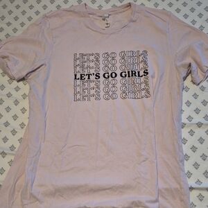 Pink Graphic Tee with 'Let's Go Girls' Print
